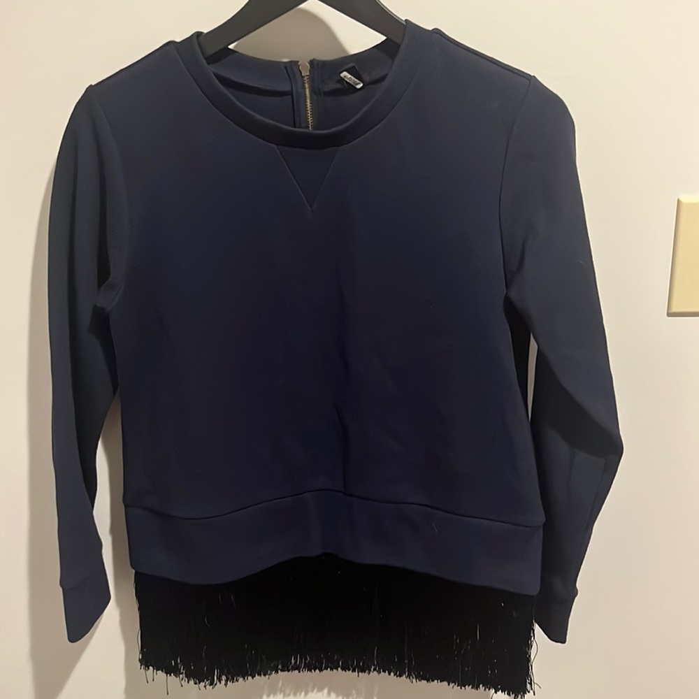 Navy Blue Extra Small J Crew sweater with fringe detail
